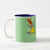 漫画の子供のデザインと2トンのマグカップ。 ツートーンマグカップ (左)