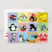 漫画の子供へ動物 ポストカード (正面/裏面)