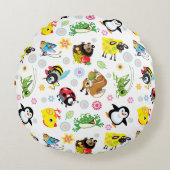 漫画の子供へ動物 ラウンドクッション (正面)