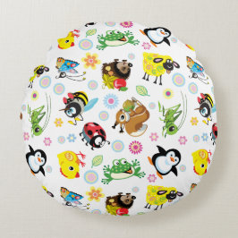 漫画の子供へ動物 ラウンドクッション