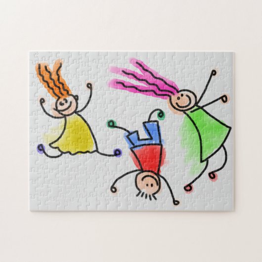 漫画の子供遊たちのパズル。 ジグソーパズル (横)