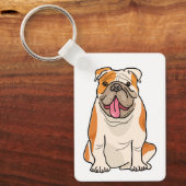 漫画の子犬の恋人ギフトかわいい英語ブルドッグ キーホルダー (正面)