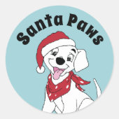 漫画の子犬クリスマスアートドッグアートサンタポーズ ラウンドシール (正面)