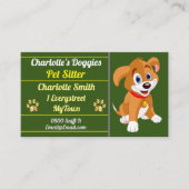 漫画の子犬ペットシッタードッグウォーカー 名刺 (正面)