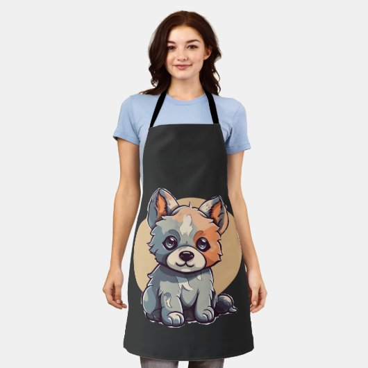 漫画の子犬 エプロン (着用した状態)