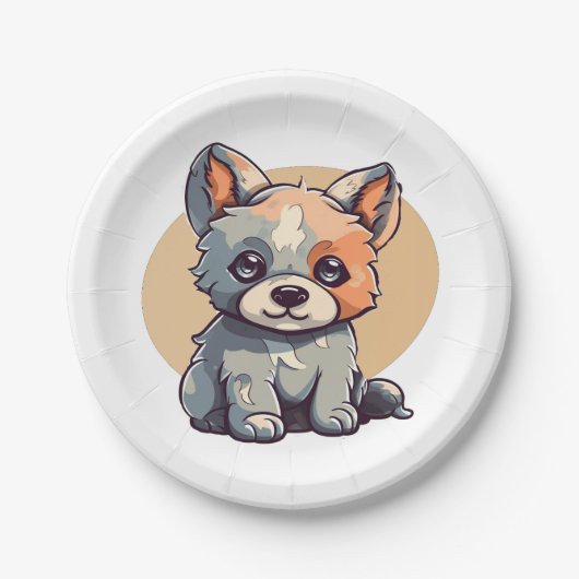 漫画の子犬 ペーパープレート (正面)