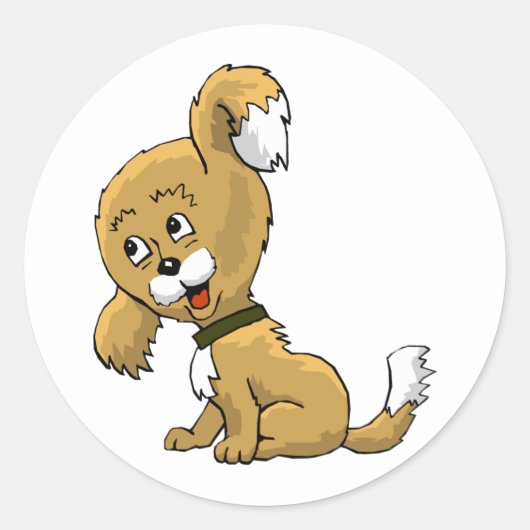 漫画の子犬 ラウンドシール (正面)