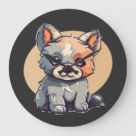 漫画の子犬 ラージ壁時計