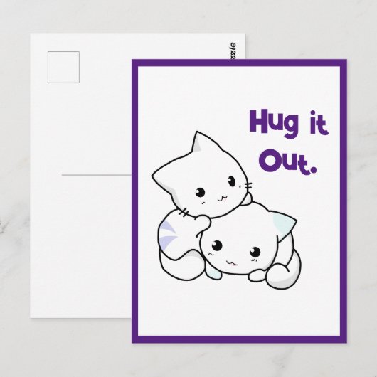 漫画の子猫をハグ、可愛い猫との友情 ポストカード (正面/裏面)