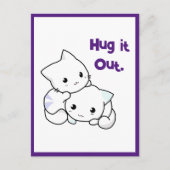 漫画の子猫をハグ、可愛い猫との友情 ポストカード (正面)