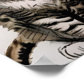 漫画の子猫ストライプの子猫の声グレー ポスター (角)