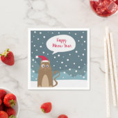 漫画の子猫、クリスマスサンタハット猫 スタンダードカクテルナプキン (インサイチュ)