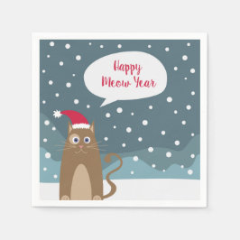 漫画の子猫、クリスマスサンタハット猫 スタンダードカクテルナプキン
