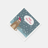 漫画の子猫、クリスマスサンタハット猫 スタンダードカクテルナプキン (角)