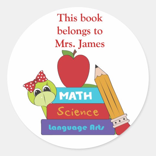 漫画の学校の本のプレートシール ラウンドシール (正面)