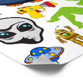 漫画の宇宙エイリアングレーUFOアートコラージシート ポスター (角)