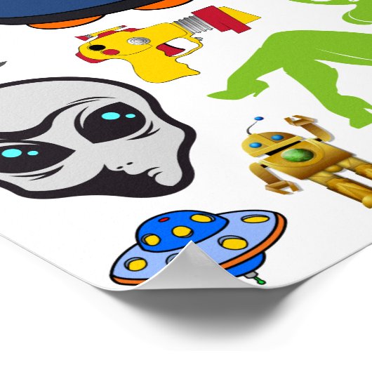 漫画の宇宙エイリアングレーUFOアートコラージシート ポスター (角)