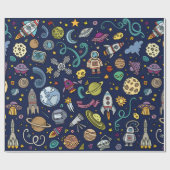 漫画の宇宙探検家の誕生日はテーマをからかいます ラッピングペーパー (フラット)