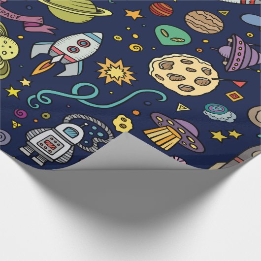 漫画の宇宙探検家の誕生日はテーマをからかいます ラッピングペーパー (コーナー)