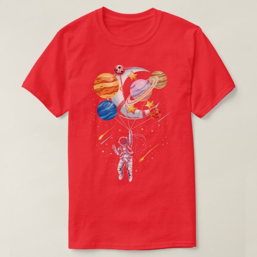 漫画の宇宙飛行士宇宙気球の惑星プレミアムT- Tシャツ (デザイン正面)