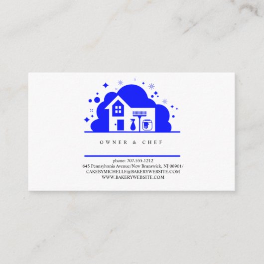 漫画の家メイドクリーニングサービスブルー 名刺 (正面)