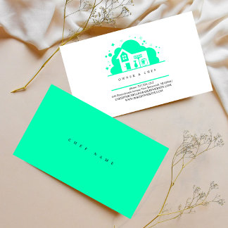 漫画の家メイドクリーニングサービスブルー 名刺