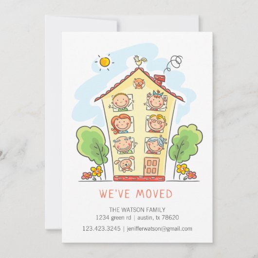 漫画の家族の家に移動アナウンスメントカード カード (正面)