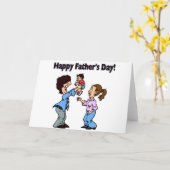 漫画の家族の父の日のグリーティングカード カード (黄色い花)