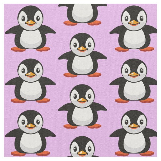 漫画の小さなペンギン ファブリック (クローズアップ)