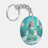 漫画の小妖精や小人の可愛いキーチェーンは青い キーホルダー (正面左)