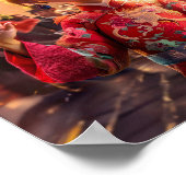 漫画の少女が新年のドラゴン中国のの衣装 ポスター (角)