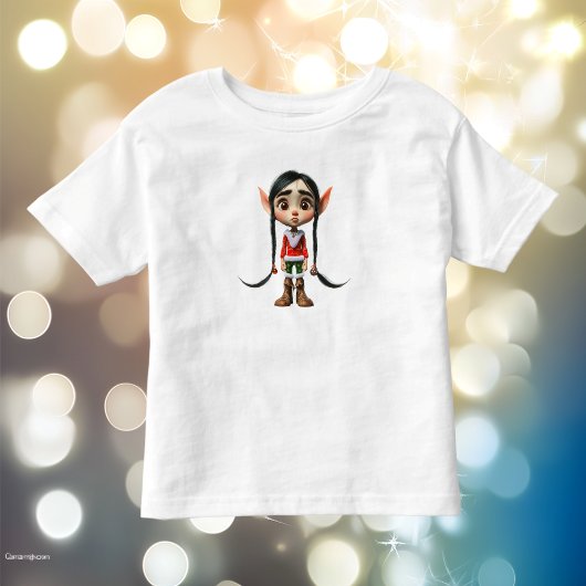 漫画の少女のクリスマスエルフの幼児用Tシャツ トドラーTシャツ