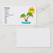 漫画の島の太陽とヤシの木 名刺 (正面/裏面)