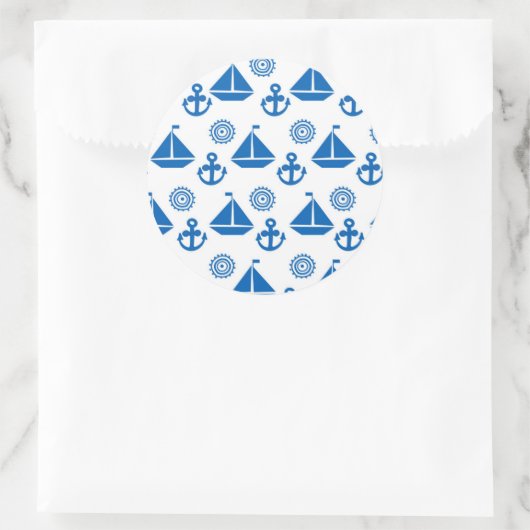 漫画の帆船の模様 ラウンドシール (バッグ)