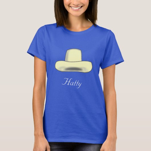 漫画の帽子イラストと編集可能なテキストのTシャツ Tシャツ (正面)