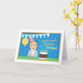 漫画の幸せな祖父のバースデー・カード カード (黄色い花)