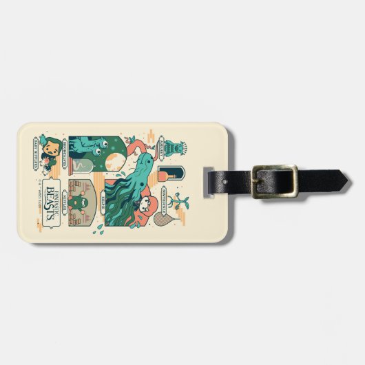 漫画の幻想的な動物の場面 ラゲッジタグ (正面横)