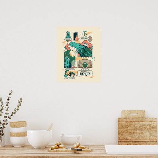 漫画の幻想的な獣のシーン ポスター (キッチン)
