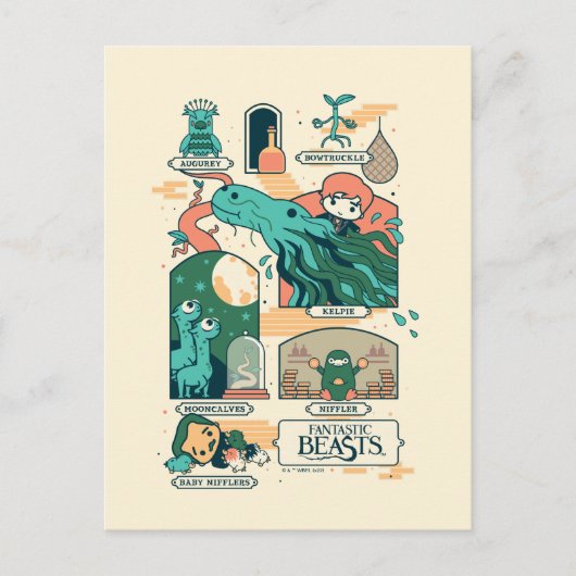 漫画の幻想的な獣のシーン ポストカード (正面)