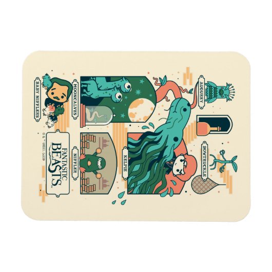 漫画の幻想的な獣のシーン マグネット (横)