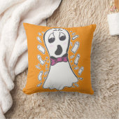 漫画の幽霊ハロウィーンヴィンテージかわいい黒オレンジ クッション (ブランケット)