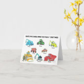 漫画の建築マシン誕生日カード カード (黄色い花)