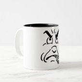 漫画の怒っている顔 ツートーンマグカップ (正面左)