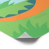 漫画の恐竜のお誕生日ケーキ吹キャンドル ポスター (角)