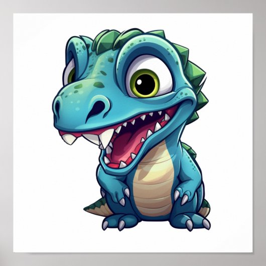 漫画の恐竜のイラストレーション ポスター (正面)
