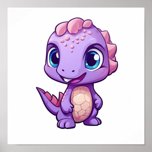 漫画の恐竜のイラストレーション ポスター (正面)