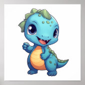 漫画の恐竜のイラストレーション ポスター (正面)