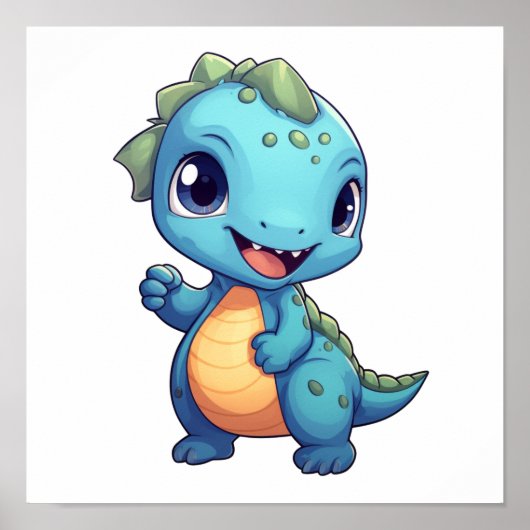 漫画の恐竜のイラストレーション ポスター (正面)