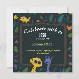 漫画の恐竜の最初の誕生日の招待 セーブザデート