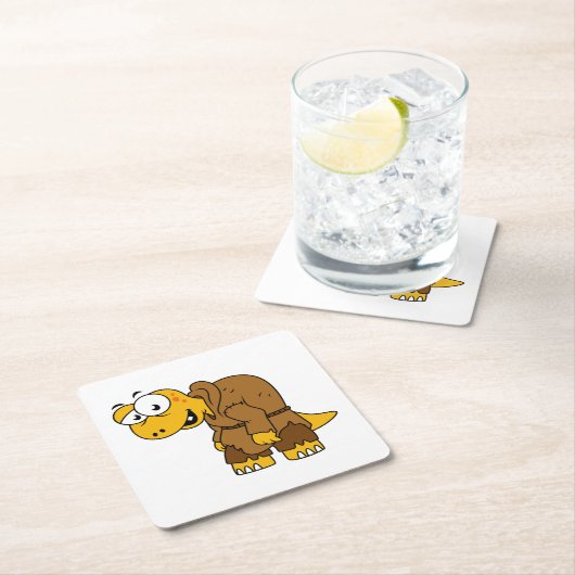 漫画の恐竜の背中。 スクエアペーパーコースター (インサイチュ)